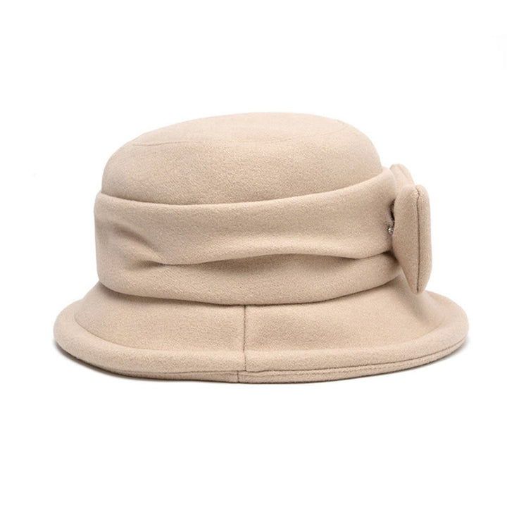 Women's Bowknot Decor Soft Felt Bucket Hat - image 3