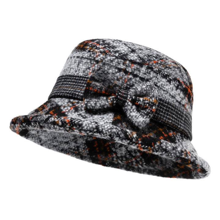 Women's Mottled Texture Bowknot-Accented Wool Blend Bucket Hat - Gray - M (22-22 7/8") - image 8