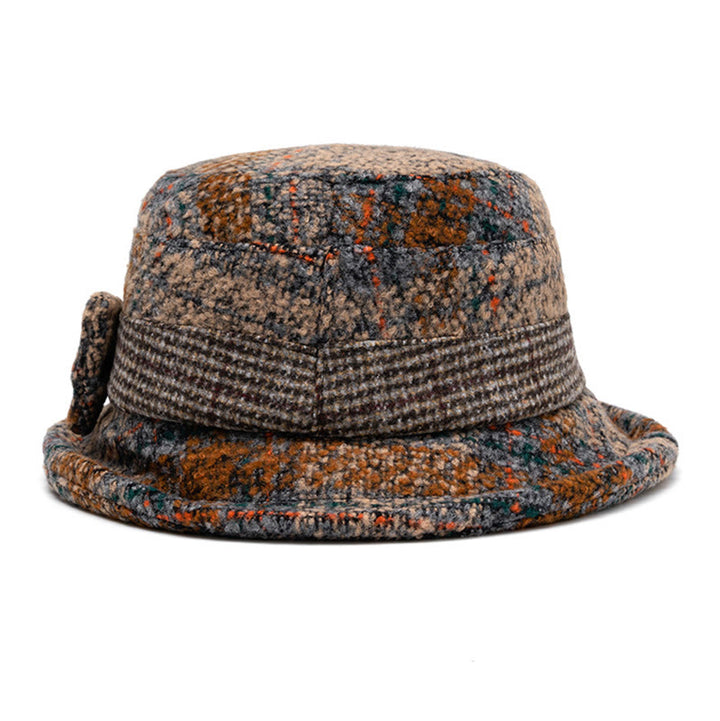 Women's Mottled Texture Bowknot-Accented Wool Blend Bucket Hat - image 2