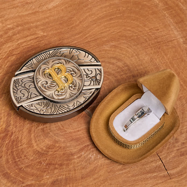 Initial Letter DIY Hidden Knife Belt Buckle Functional Ring Bundle Set - image 2