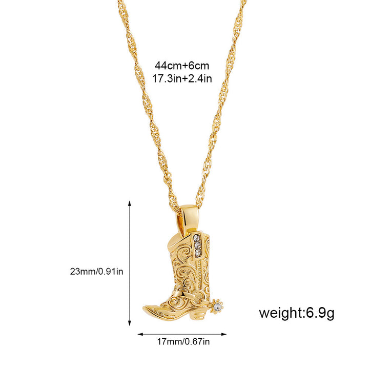 Exquisite Western Golden Cowboy Boot Stars Pendant Necklace - Style #1 - image 1