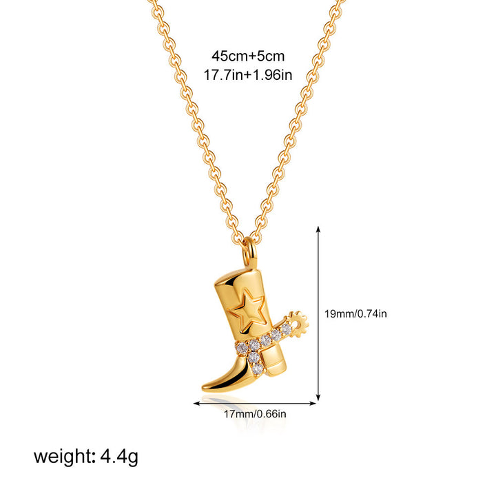 Exquisite Western Golden Cowboy Boot Stars Pendant Necklace - Style #5 - image 7