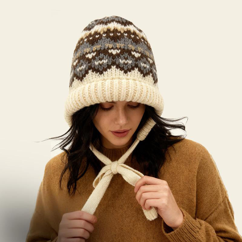 Dual-Purpose Women's Retro Patterned Knitted Hat Crossbody Bag - image 2