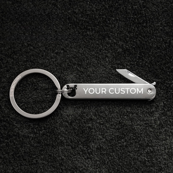 Custom Engraved Text Mini Folding Knife Personality Keychain - Gray Deer - image 7