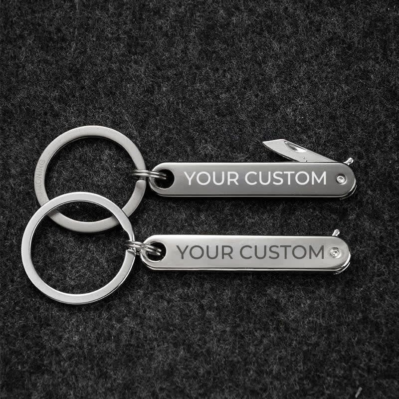 Custom Engraved Text Mini Folding Knife Personality Keychain - image 6