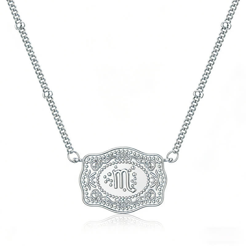 Silver Mini Embossed Twelve Zodiac Signs Necklace - Scorpio - image 8