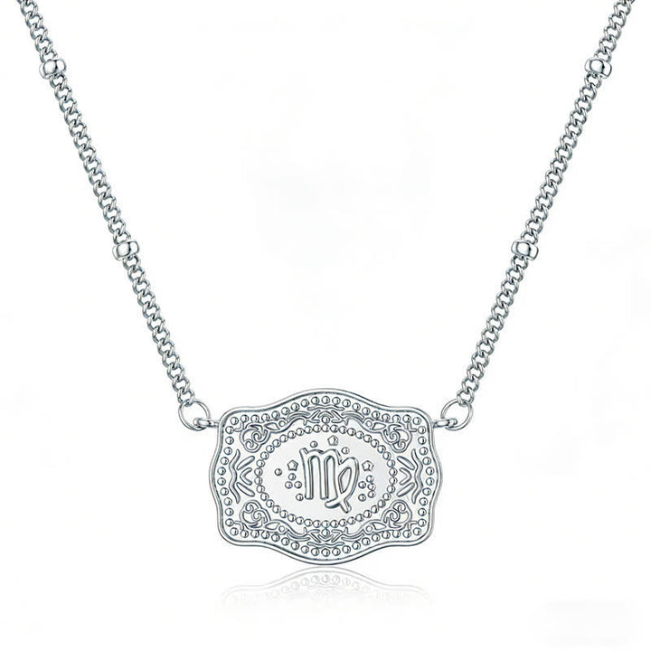 Silver Mini Embossed Twelve Zodiac Signs Necklace - Virgo - image 4