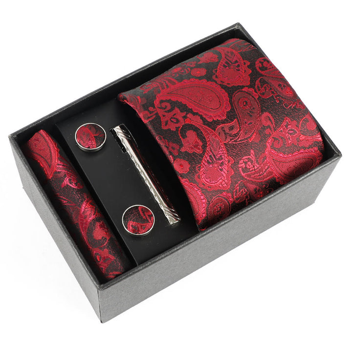 4Pcs Men's Elegant Pocket Square Cufflinks Tie Clip Necktie Set - Style #14 - image 14