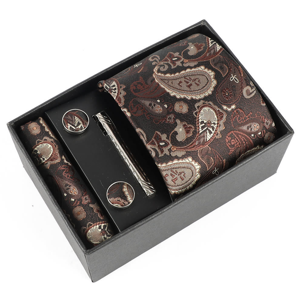 4Pcs Men's Elegant Pocket Square Cufflinks Tie Clip Necktie Set - Style #11 - image 11