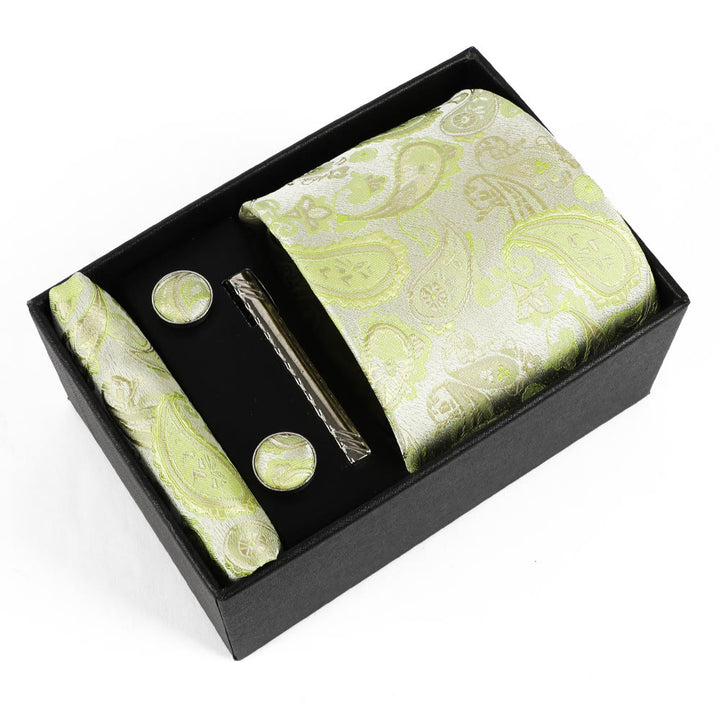 4Pcs Men's Elegant Pocket Square Cufflinks Tie Clip Necktie Set - Style #14 - image 14
