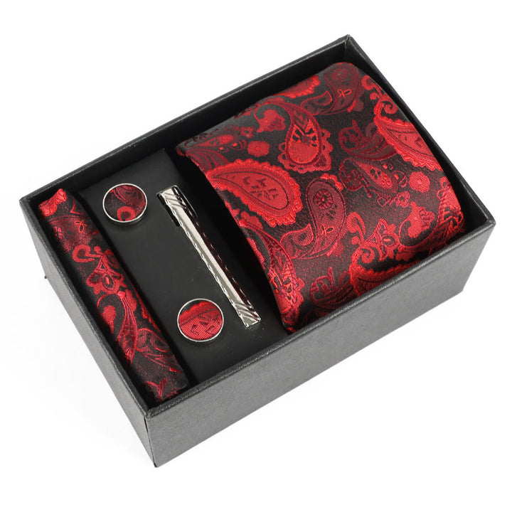 4Pcs Men's Elegant Pocket Square Cufflinks Tie Clip Necktie Set - Style #15 - image 15