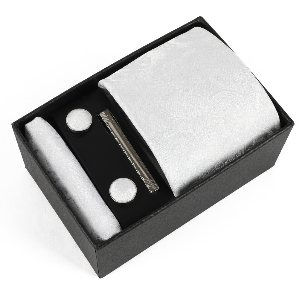 4Pcs Men's Elegant Pocket Square Cufflinks Tie Clip Necktie Set - Style #10 - image 10