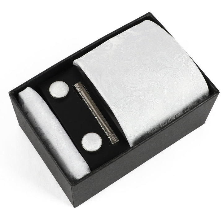 4Pcs Men's Elegant Pocket Square Cufflinks Tie Clip Necktie Set - Style #10 - image 10