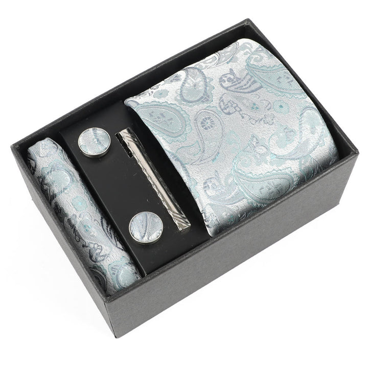 4Pcs Men's Elegant Pocket Square Cufflinks Tie Clip Necktie Set - Style #12 - image 12