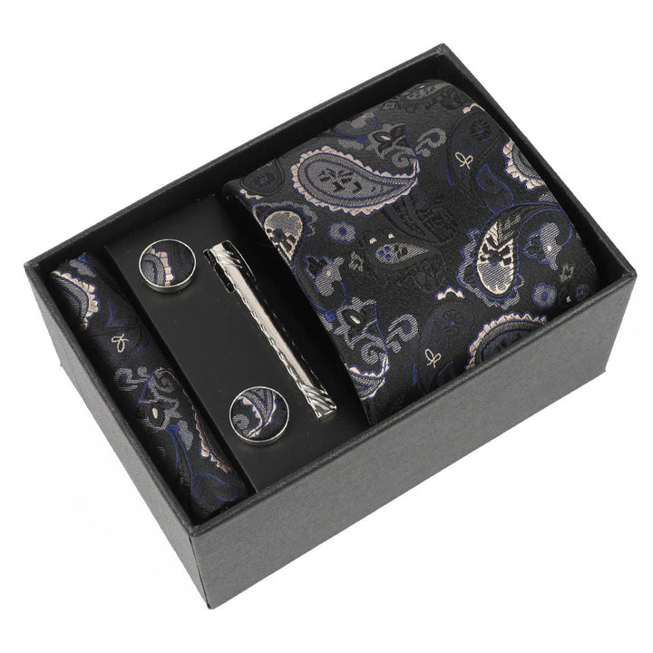 4Pcs Men's Elegant Pocket Square Cufflinks Tie Clip Necktie Set - Style #6 - image 6