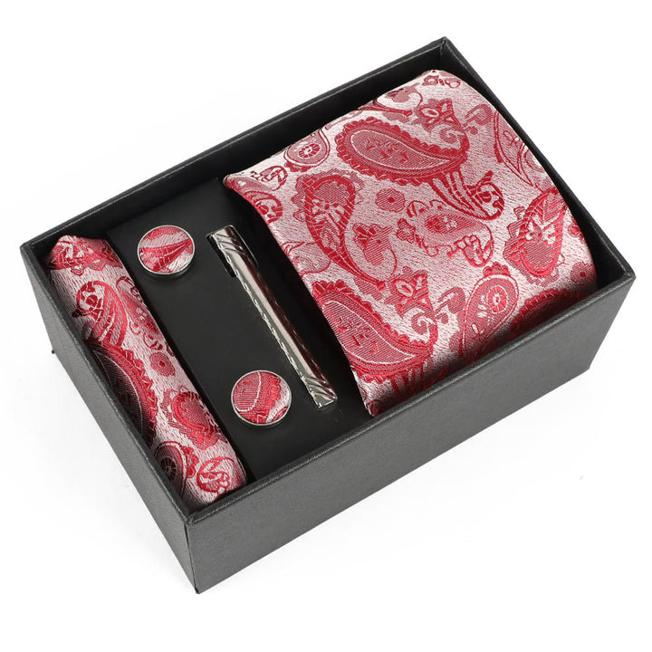4Pcs Men's Elegant Pocket Square Cufflinks Tie Clip Necktie Set - Style #31 - image 31