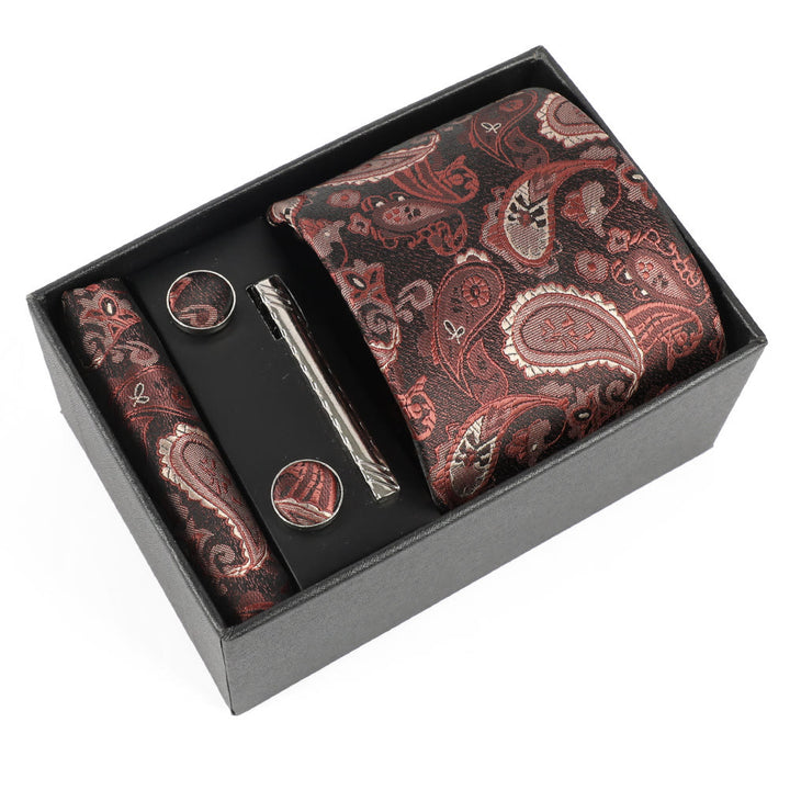 4Pcs Men's Elegant Pocket Square Cufflinks Tie Clip Necktie Set - Style #27 - image 27