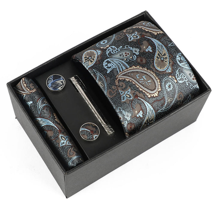 4Pcs Men's Elegant Pocket Square Cufflinks Tie Clip Necktie Set - Style #13 - image 13