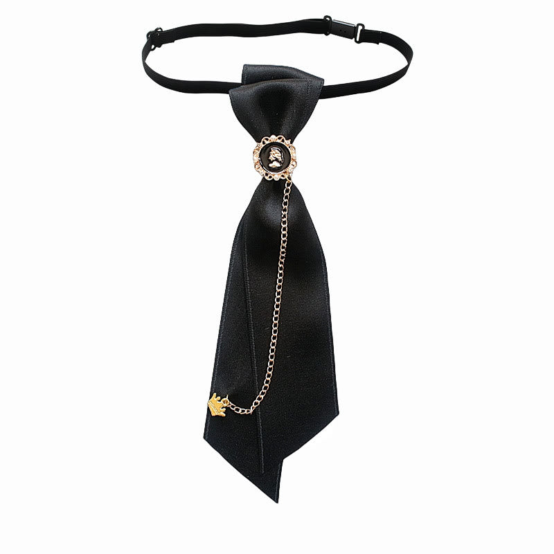Patchwork Plaid and Solid Fabric Chain Decor Adjustable Necktie - Style #5 - image 7
