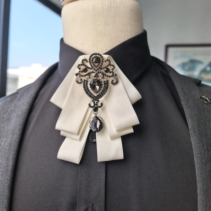 Men's Vintage Gem Layered Ribbon Chest Ornament Bow Tie - Style #11 - image 11