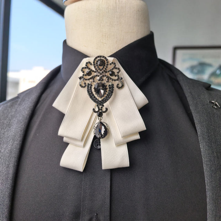 Men's Vintage Gem Layered Ribbon Chest Ornament Bow Tie - Style #11 - image 11