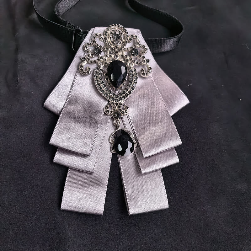 Men's Vintage Gem Layered Ribbon Chest Ornament Bow Tie - Style #8 - image 9