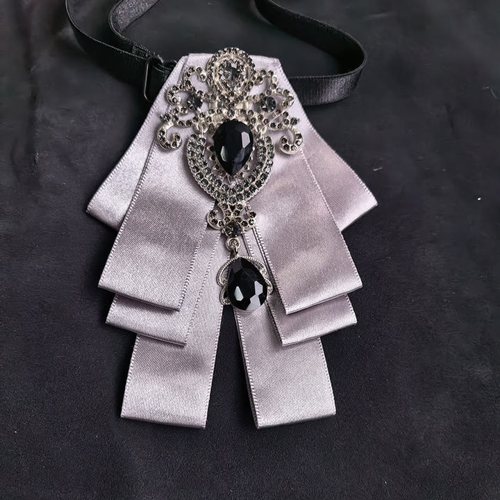 Men's Vintage Gem Layered Ribbon Chest Ornament Bow Tie - Style #8 - image 9