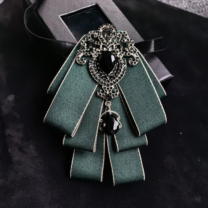 Men's Vintage Gem Layered Ribbon Chest Ornament Bow Tie - Style #6 - image 7