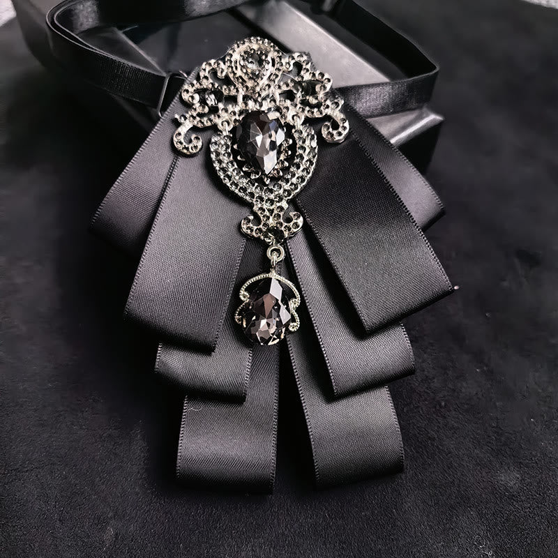 Men's Vintage Gem Layered Ribbon Chest Ornament Bow Tie - Style #7 - image 8