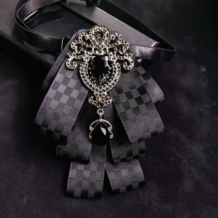 Men's Vintage Gem Layered Ribbon Chest Ornament Bow Tie - Style #9 - image 10