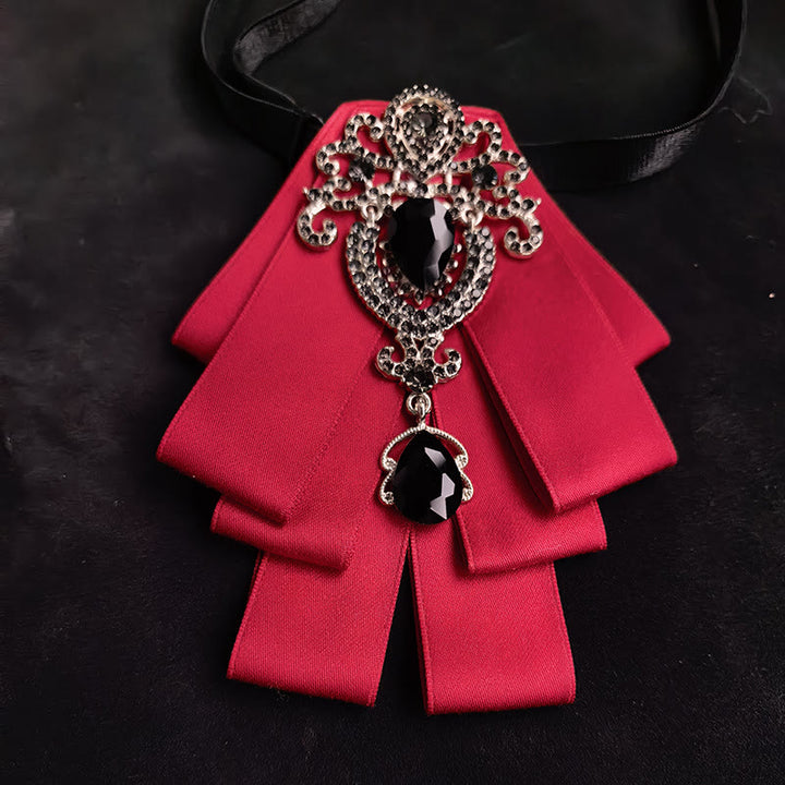 Men's Vintage Gem Layered Ribbon Chest Ornament Bow Tie - Style #2 - image 3