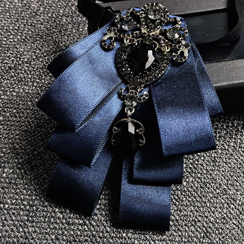 Men's Vintage Gem Layered Ribbon Chest Ornament Bow Tie - Style #1 - image 2