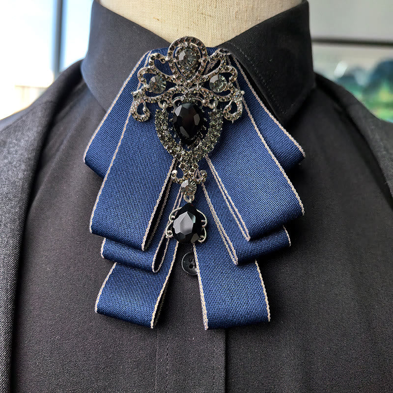 Men's Vintage Gem Layered Ribbon Chest Ornament Bow Tie - Style #10 - image 1