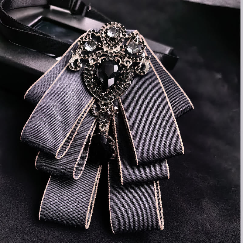 Men's Vintage Gem Layered Ribbon Chest Ornament Bow Tie - Style #12 - image 12