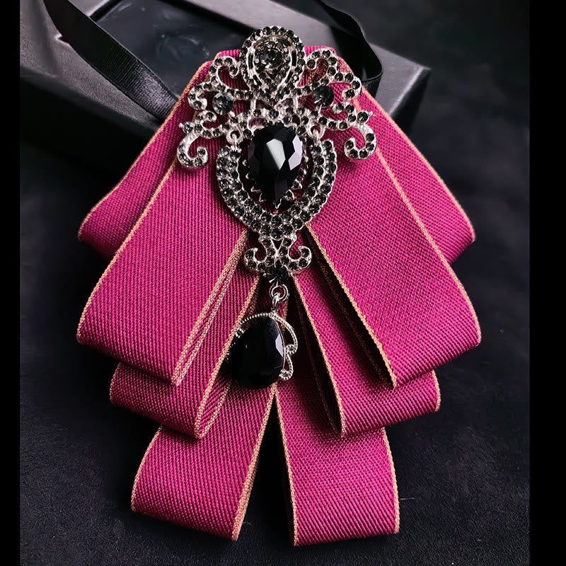 Men's Vintage Gem Layered Ribbon Chest Ornament Bow Tie - Style #5 - image 6