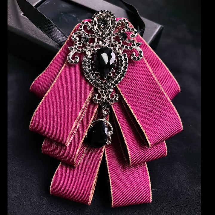 Men's Vintage Gem Layered Ribbon Chest Ornament Bow Tie - Style #5 - image 6