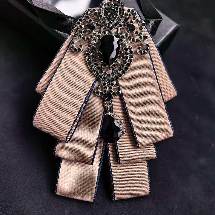 Men's Vintage Gem Layered Ribbon Chest Ornament Bow Tie - Style #4 - image 5