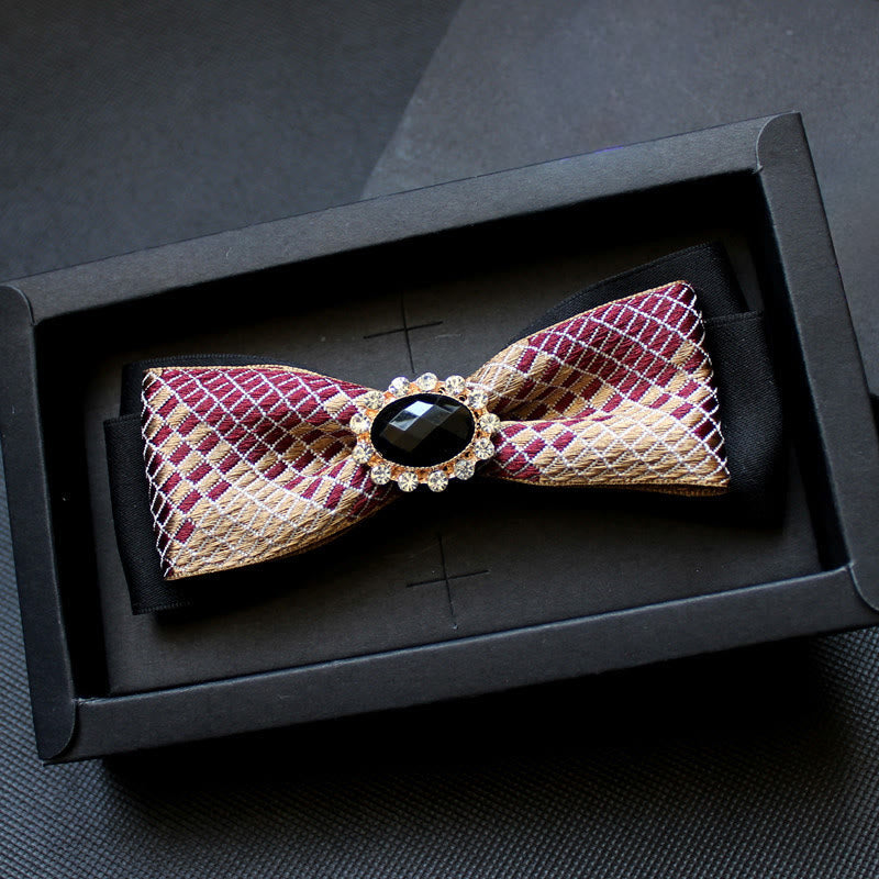 Men's Geometric Pattern Gem-Embellished Formal Bow Tie - Style #6 - image 5