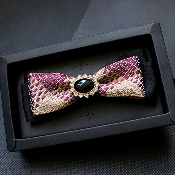Men's Geometric Pattern Gem-Embellished Formal Bow Tie - Style #6 - image 5