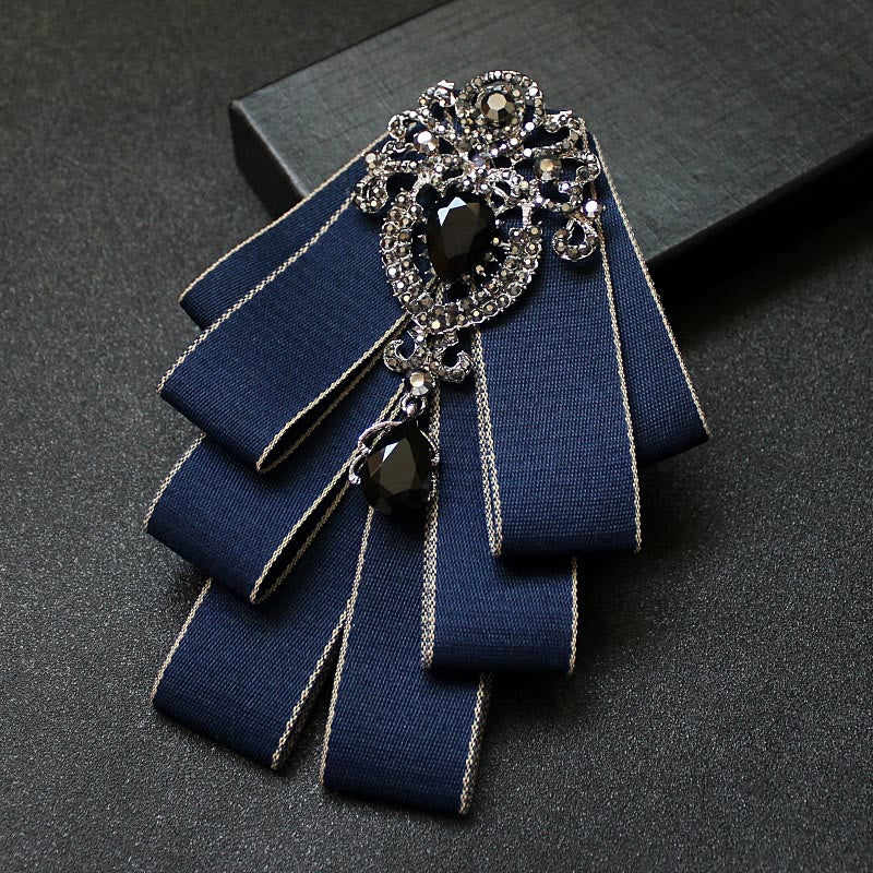 Men's Vintage Gem Layered Ribbon Chest Ornament Bow Tie - image 0