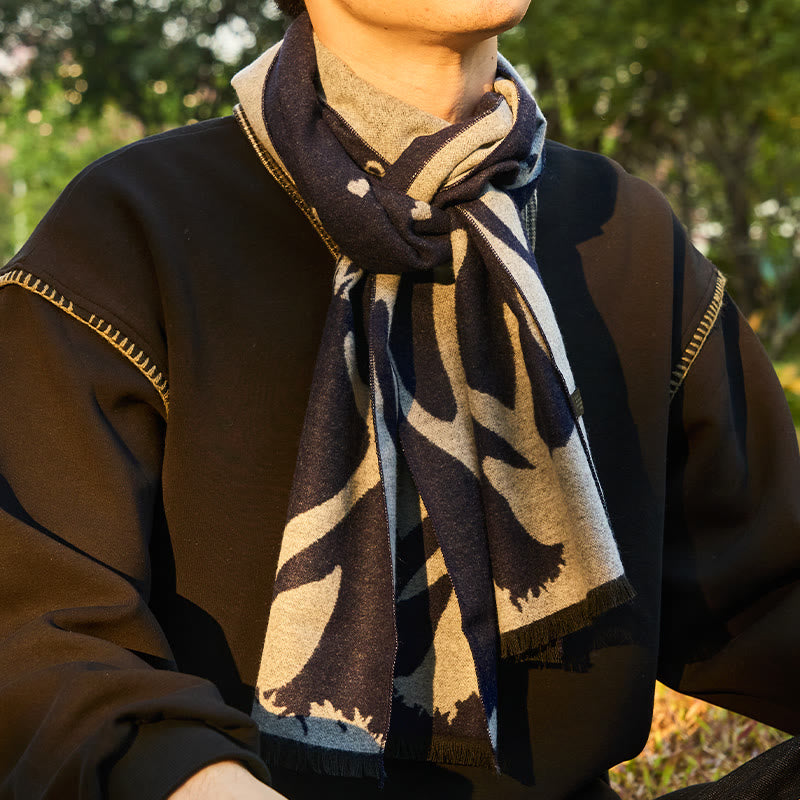 Men's Christmas Reindeer Print Navy Warm Festive Scarf - image 1