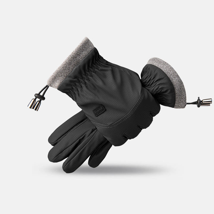 Men's Winter Outdoor Waterproof Warm Touchscreen Gloves - Black - image 0