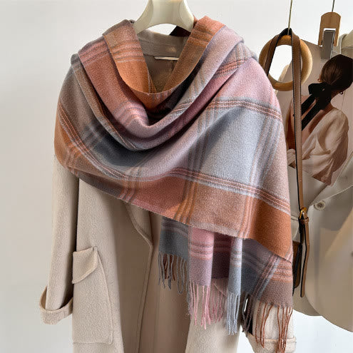 Women's Soft Plush Classic Plaid Cozy Winter Scarf - Style #12 - image 11