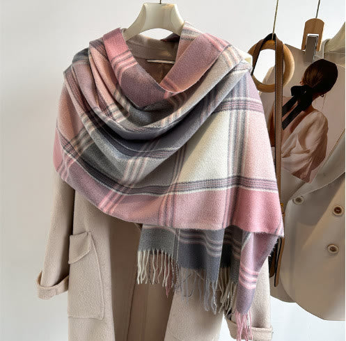Women's Soft Plush Classic Plaid Cozy Winter Scarf - Style #11 - image 10