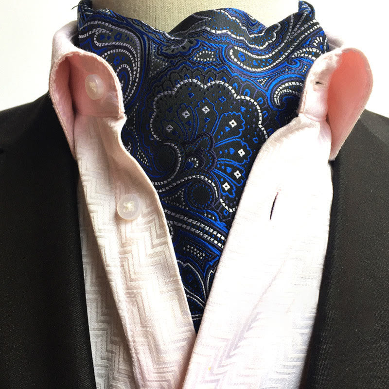 Men's Retro Geometric Floral Print Multi-Color Scarf Cravat - Style #11 - image 11