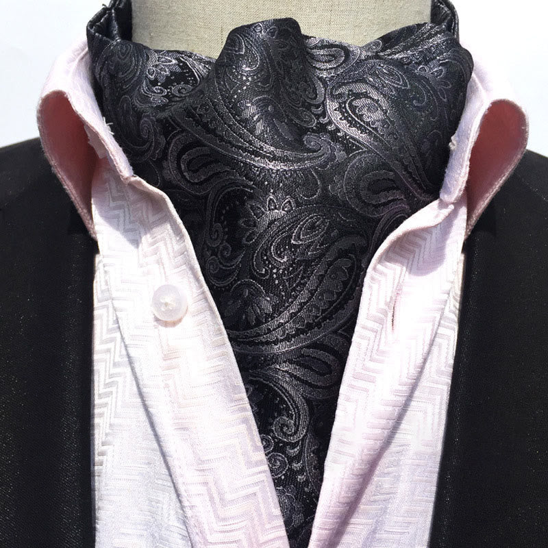 Men's Retro Geometric Floral Print Multi-Color Scarf Cravat - Style #5 - image 5