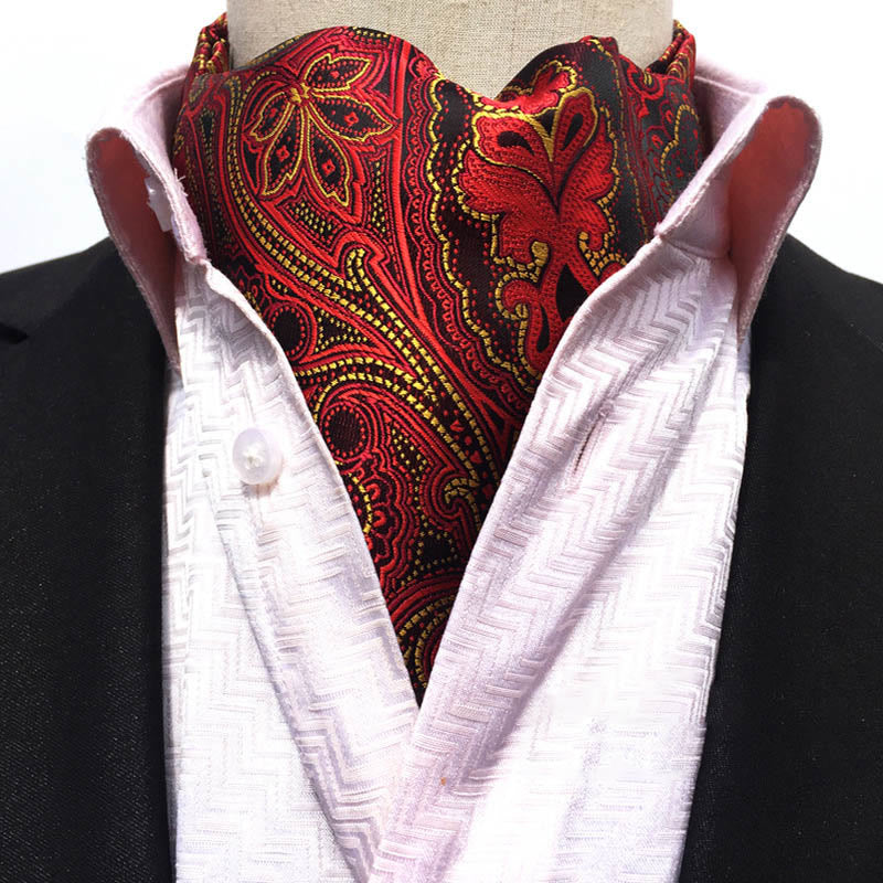 Men's Retro Geometric Floral Print Multi-Color Scarf Cravat - Style #7 - image 7