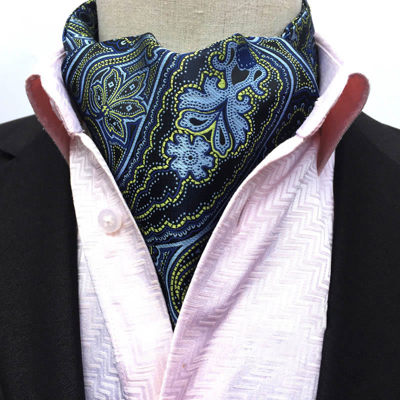 Men's Retro Geometric Floral Print Multi-Color Scarf Cravat - Style #8 - image 8