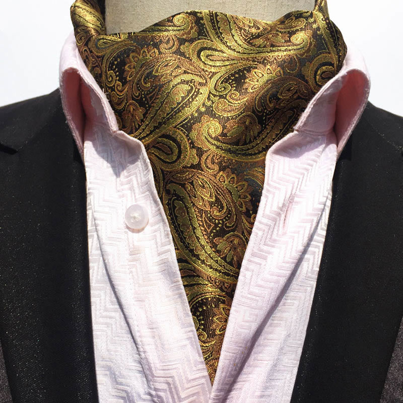 Men's Retro Geometric Floral Print Multi-Color Scarf Cravat - Style #6 - image 6
