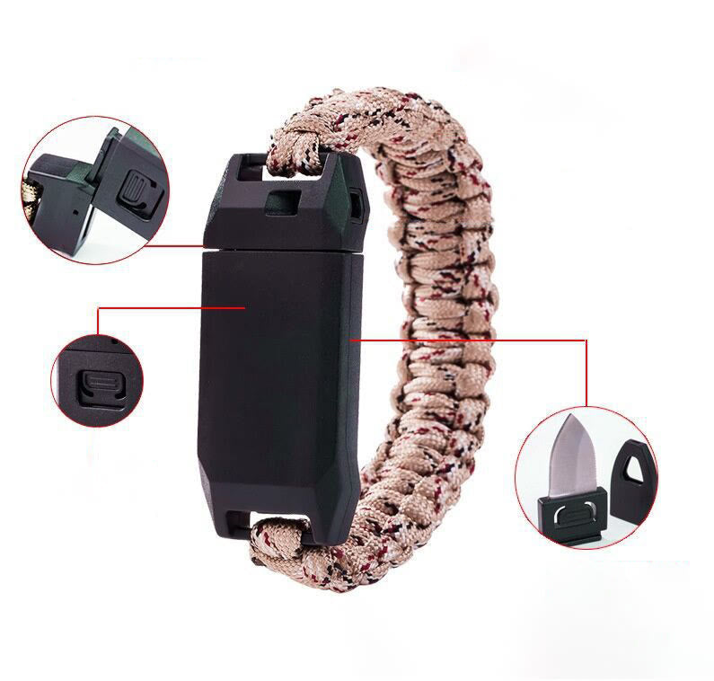 Outdoor Survival Whistle Woven Bracelet With Knife - Style #1 - image 1